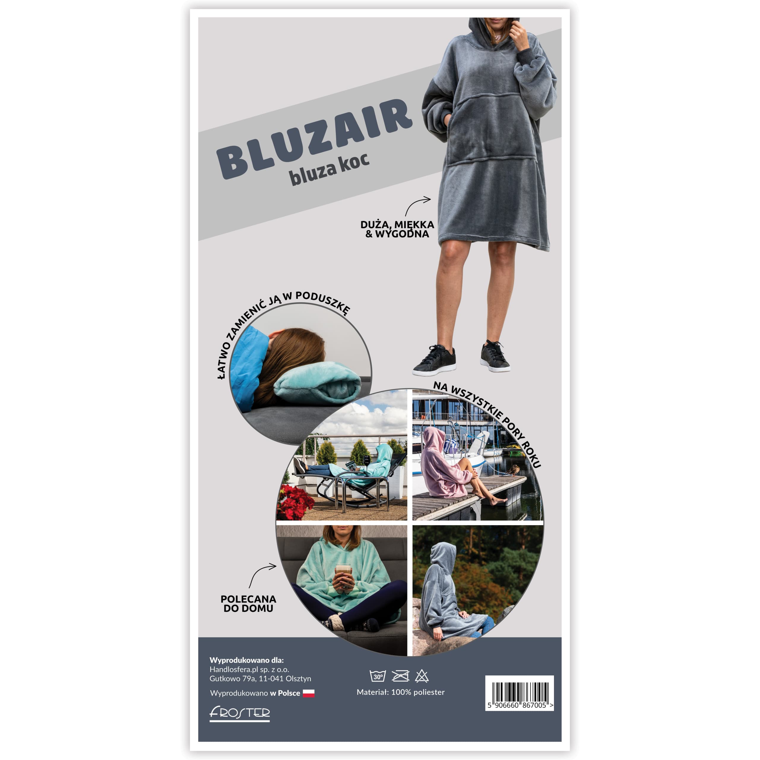 Bluzair koco bluza oversize z kapturem polska 4w1