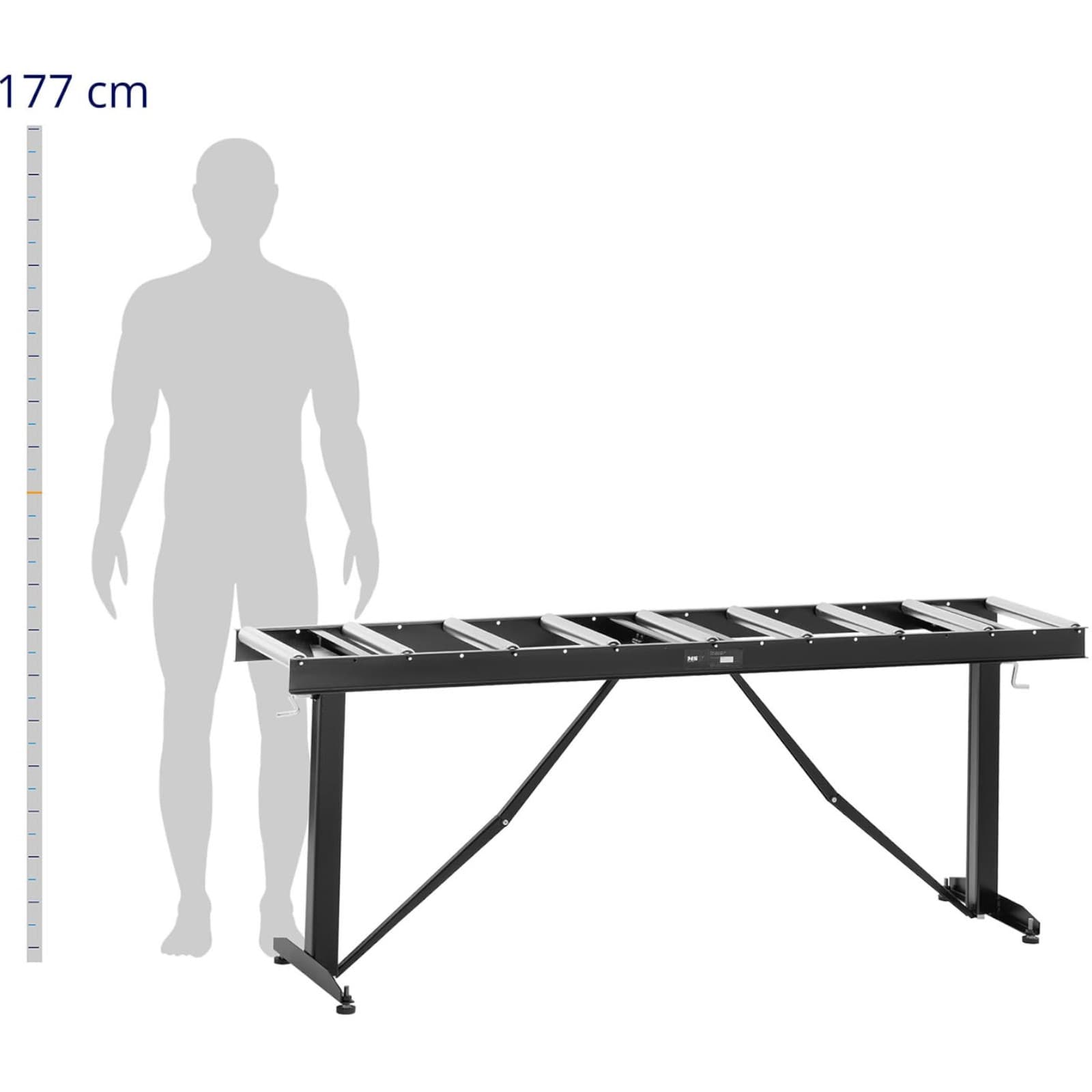 Podajnik rolkowy z regulacją wysokości do 200kg 9 rolek 320x35mm 167cm